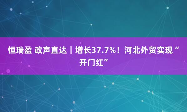 恒瑞盈 政声直达｜增长37.7%！河北外贸实现“开门红”